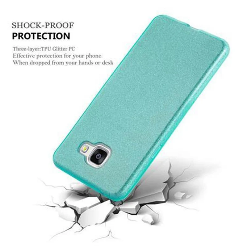 Cadorabo Hülle kompatibel mit Samsung Galaxy A5 2016 TPU Silikon und Hard Case Schutzhülle im Glitzer Design