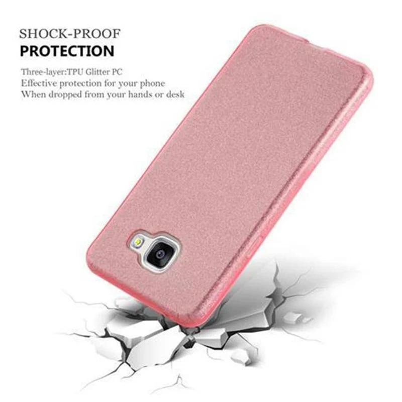 Cadorabo Hülle kompatibel mit Samsung Galaxy A3 2016 TPU Silikon und Hard Case Schutzhülle im Glitzer Design