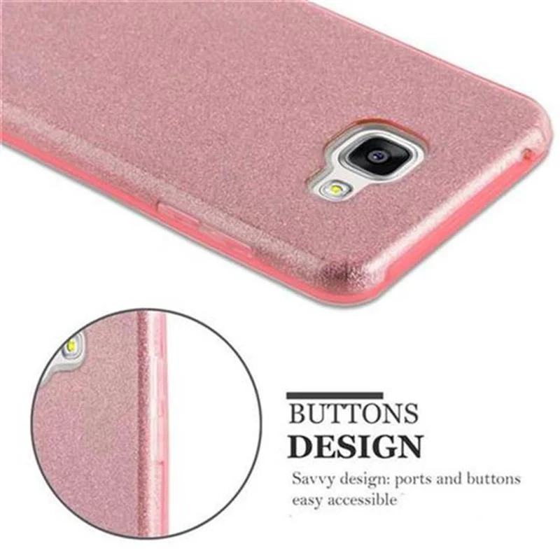 Cadorabo Hülle kompatibel mit Samsung Galaxy A3 2016 TPU Silikon und Hard Case Schutzhülle im Glitzer Design