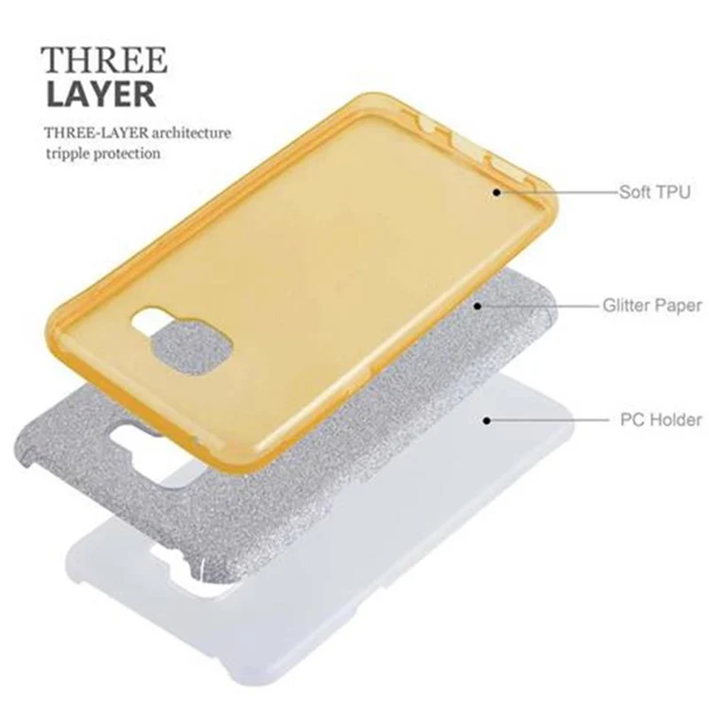 Cadorabo Hülle kompatibel mit Samsung Galaxy A3 2016 TPU Silikon und Hard Case Schutzhülle im Glitzer Design