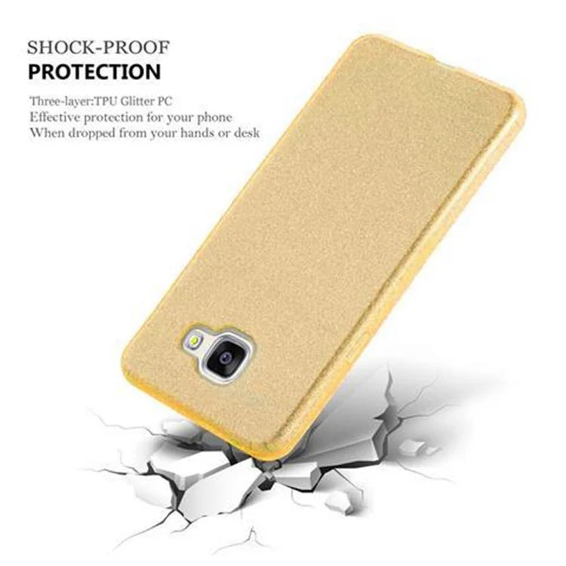 Cadorabo Hülle kompatibel mit Samsung Galaxy A3 2016 TPU Silikon und Hard Case Schutzhülle im Glitzer Design