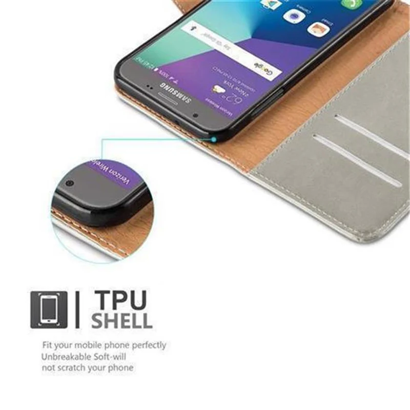 Cadorabo Hülle kompatibel mit Samsung Galaxy J7 2017 US Version Schutzhülle mit Magnetverschluss, Standfunktion und Kartenfach