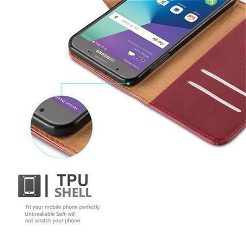 Cadorabo Hülle kompatibel mit Samsung Galaxy J5 2017 US Version Schutzhülle mit Magnetverschluss, Standfunktion und Kartenfach