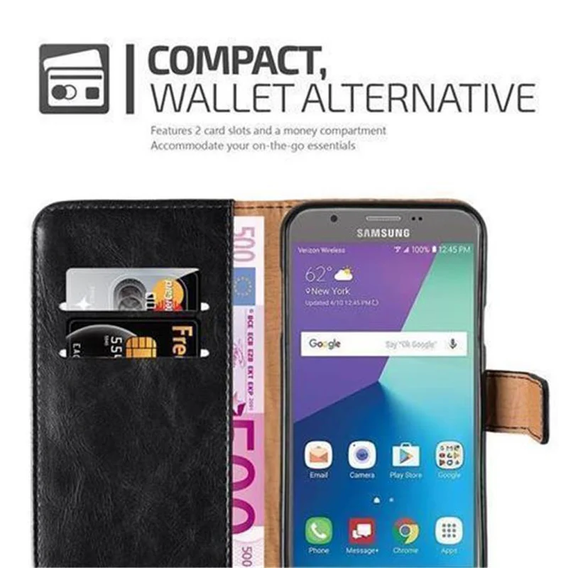 Cadorabo Hülle kompatibel mit Samsung Galaxy J3 2017 US Version Schutzhülle mit Magnetverschluss, Standfunktion und Kartenfach