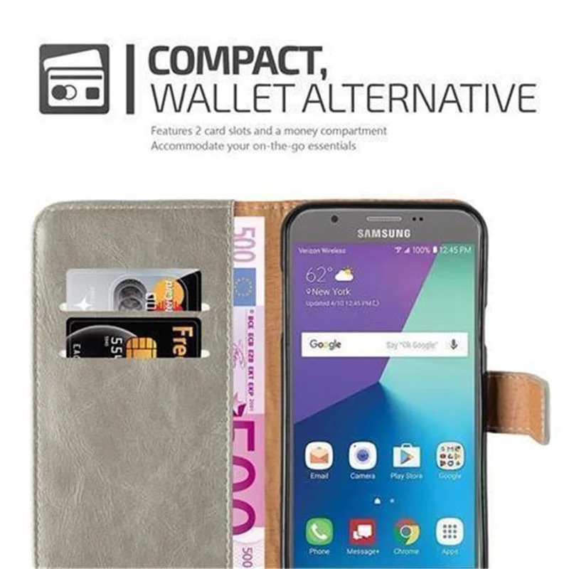 Cadorabo Hülle kompatibel mit Samsung Galaxy J3 2017 US Version Schutzhülle mit Magnetverschluss, Standfunktion und Kartenfach