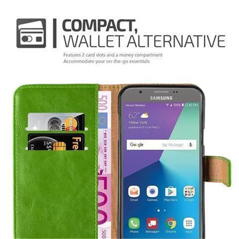 Cadorabo Hülle kompatibel mit Samsung Galaxy J3 2017 US Version Schutzhülle mit Magnetverschluss, Standfunktion und Kartenfach