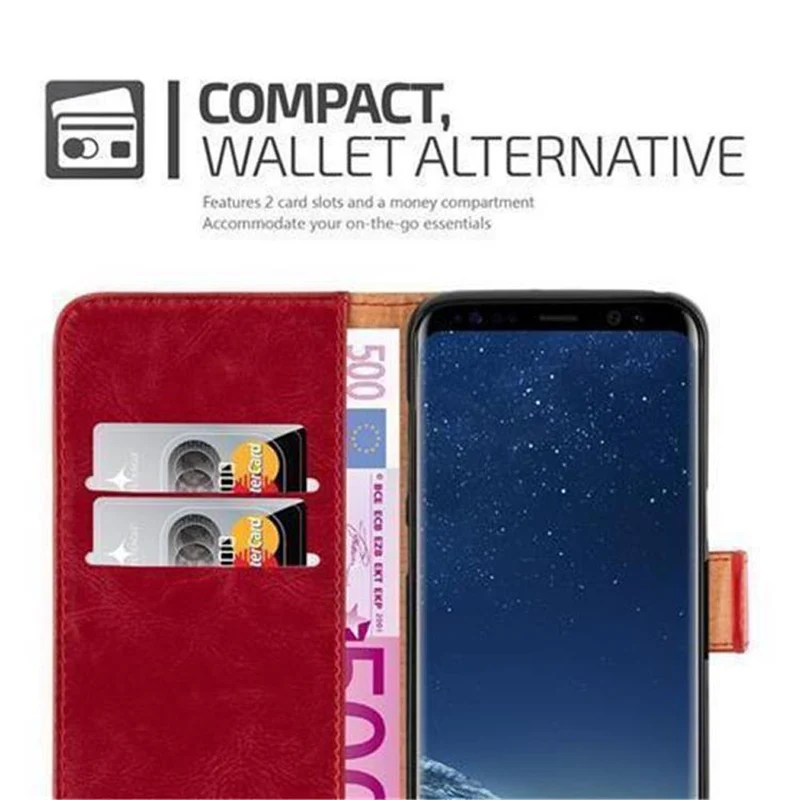 Cadorabo Hülle kompatibel mit Samsung Galaxy S8 PLUS Schutzhülle mit Magnetverschluss, Standfunktion und Kartenfach