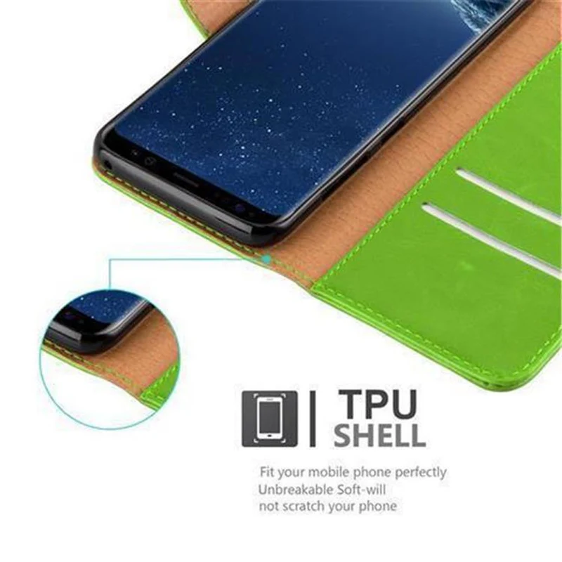 Cadorabo Hülle kompatibel mit Samsung Galaxy S8 PLUS Schutzhülle mit Magnetverschluss, Standfunktion und Kartenfach