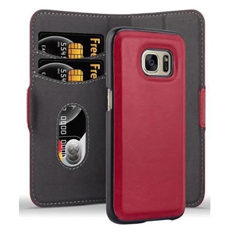 Cadorabo Hülle kompatibel mit Samsung Galaxy S7 Schutzhülle im 2-in-1 Design mit Standfunktion und Kartenfach