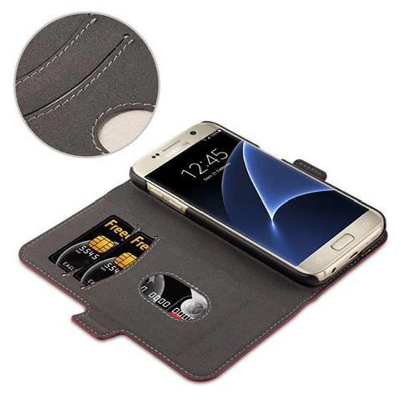 Cadorabo Hülle kompatibel mit Samsung Galaxy S7 Schutzhülle im 2-in-1 Design mit Standfunktion und Kartenfach