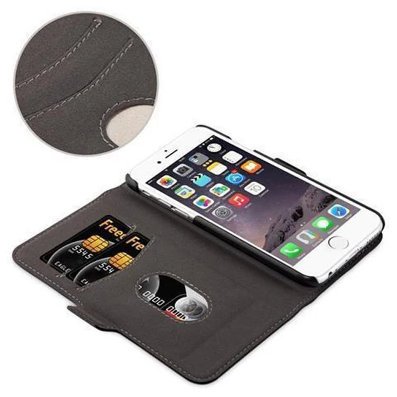 Cadorabo Hülle kompatibel mit Apple iPhone 6 / 6S Schutzhülle im 2-in-1 Design mit Standfunktion und Kartenfach