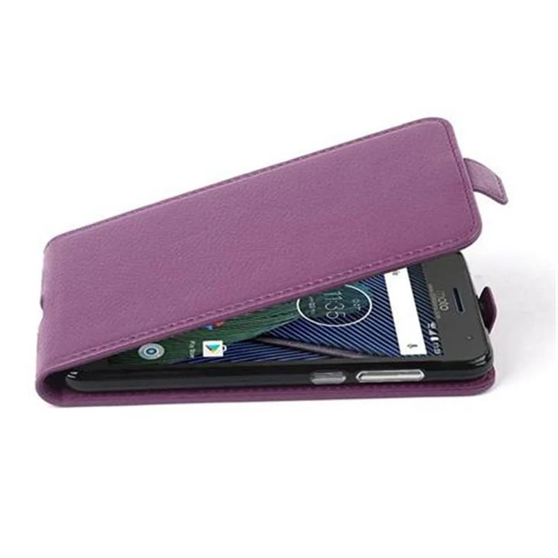Cadorabo Hülle kompatibel mit Motorola MOTO G5 PLUS Schutzhülle im Flip Design aus strukturiertem Kunstleder
