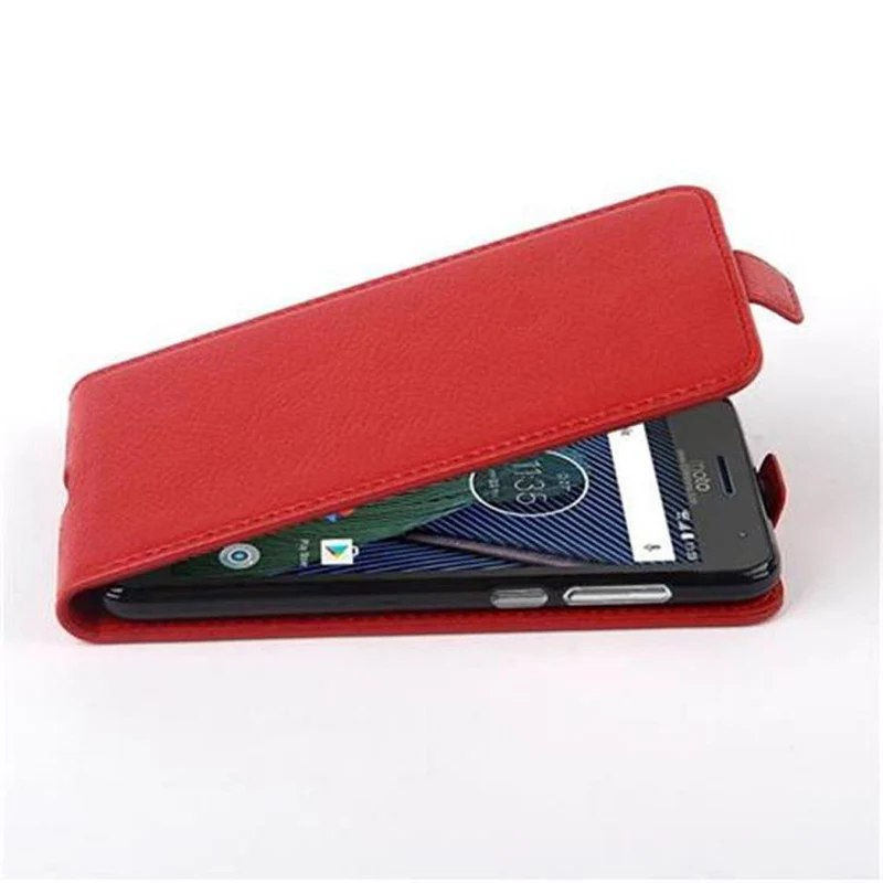 Cadorabo Hülle kompatibel mit Motorola MOTO G5 PLUS Schutzhülle im Flip Design aus strukturiertem Kunstleder