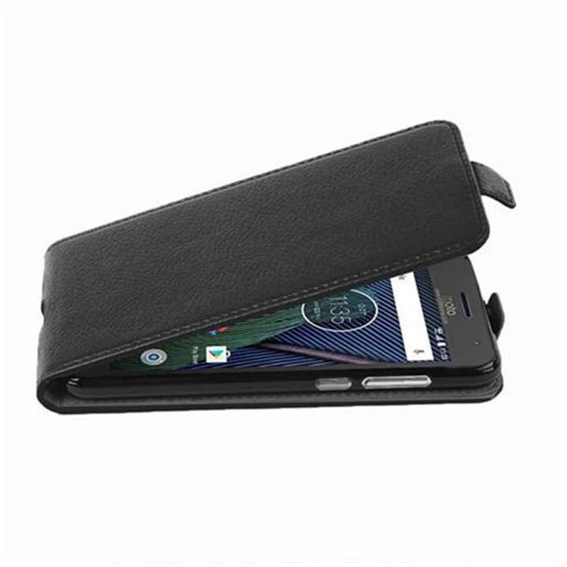 Cadorabo Hülle kompatibel mit Motorola MOTO G5 PLUS Schutzhülle im Flip Design aus strukturiertem Kunstleder