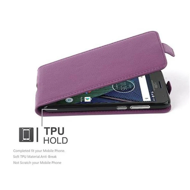 Cadorabo Hülle kompatibel mit Motorola MOTO G5 PLUS Schutzhülle im Flip Design aus strukturiertem Kunstleder