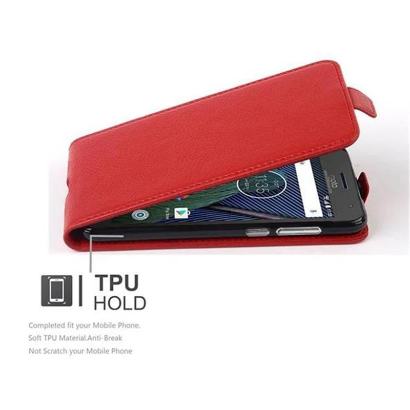 Cadorabo Hülle kompatibel mit Motorola MOTO G5 PLUS Schutzhülle im Flip Design aus strukturiertem Kunstleder