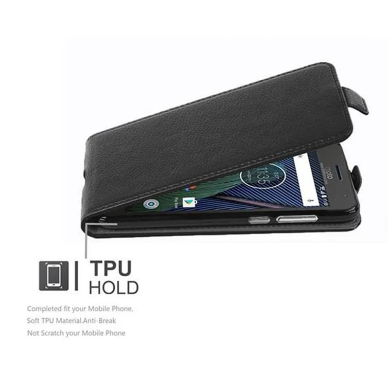 Cadorabo Hülle kompatibel mit Motorola MOTO G5 PLUS Schutzhülle im Flip Design aus strukturiertem Kunstleder