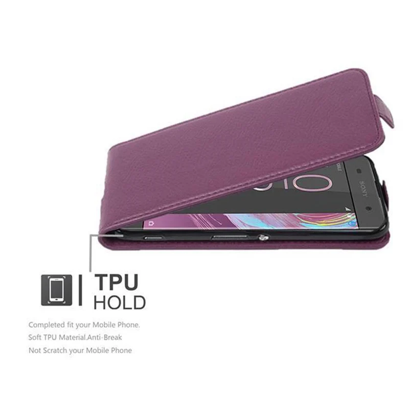 Cadorabo Hülle kompatibel mit Sony Xperia XA Schutzhülle im Flip Design aus strukturiertem Kunstleder