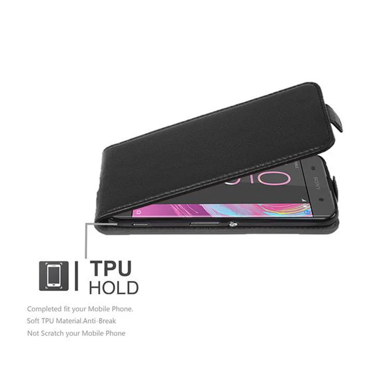Cadorabo Hülle kompatibel mit Sony Xperia XA Schutzhülle im Flip Design aus strukturiertem Kunstleder