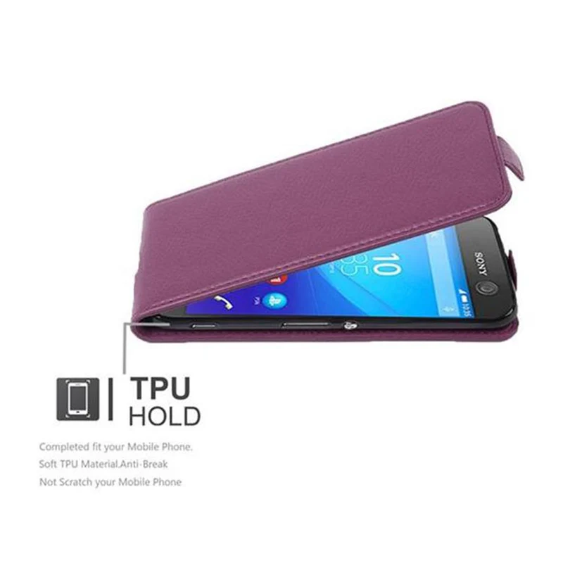 Cadorabo Hülle kompatibel mit Sony Xperia M5 Schutzhülle im Flip Design aus strukturiertem Kunstleder