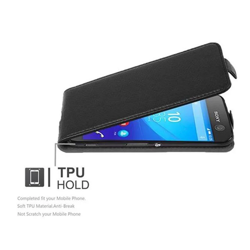 Cadorabo Hülle kompatibel mit Sony Xperia M5 Schutzhülle im Flip Design aus strukturiertem Kunstleder