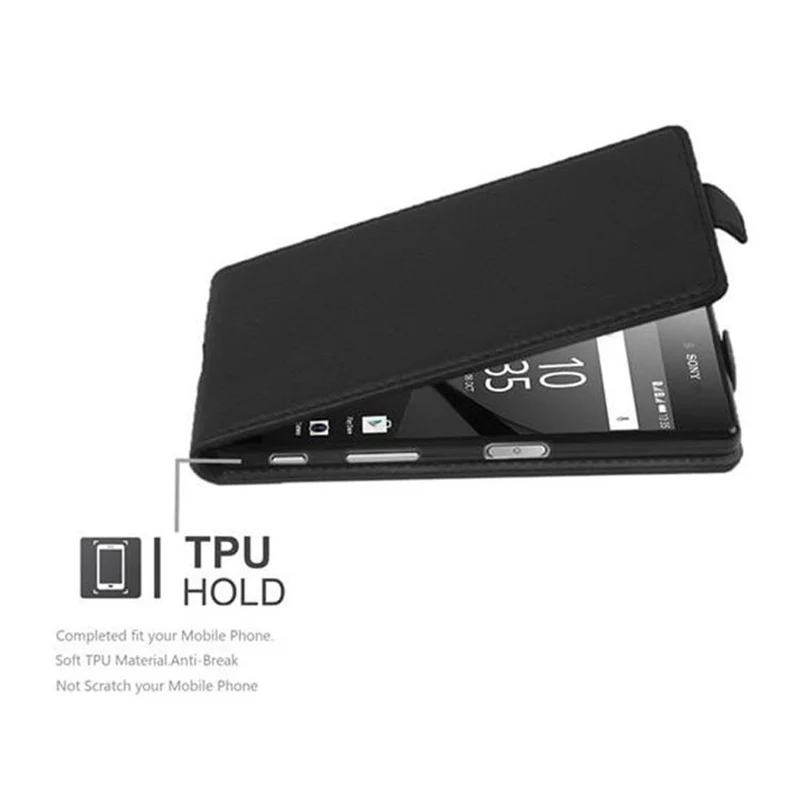 Cadorabo Hülle kompatibel mit Sony Xperia Z5 COMPACT Schutzhülle im Flip Design aus strukturiertem Kunstleder