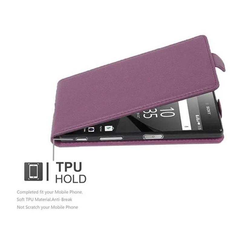 Cadorabo Hülle kompatibel mit Sony Xperia Z5 Schutzhülle im Flip Design aus strukturiertem Kunstleder