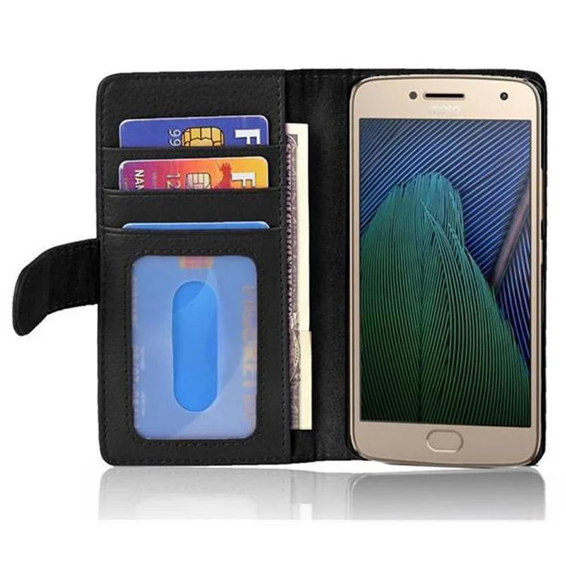 Cadorabo Hülle kompatibel mit Motorola MOTO G5 PLUS Schutzhülle mit Magnetverschluss und 3 Kartenfächern