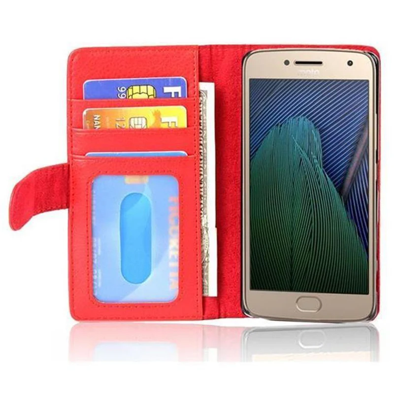 Cadorabo Hülle kompatibel mit Motorola MOTO G5 PLUS Schutzhülle mit Magnetverschluss und 3 Kartenfächern