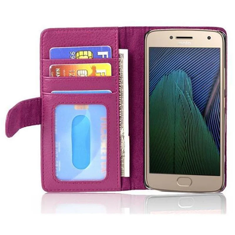 Cadorabo Hülle kompatibel mit Motorola MOTO G5 PLUS Schutzhülle mit Magnetverschluss und 3 Kartenfächern