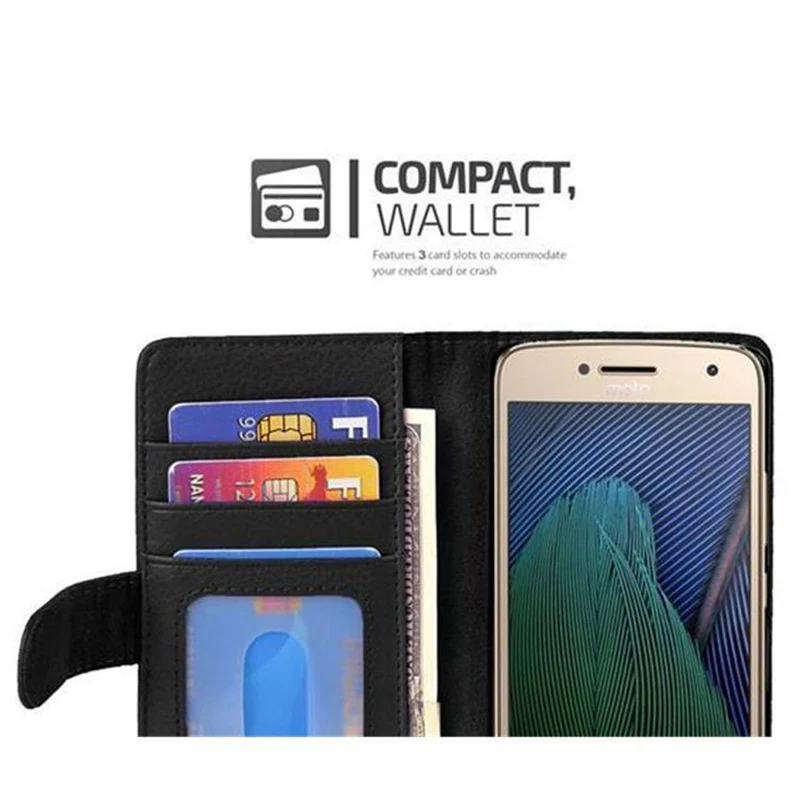 Cadorabo Hülle kompatibel mit Motorola MOTO G5 PLUS Schutzhülle mit Magnetverschluss und 3 Kartenfächern