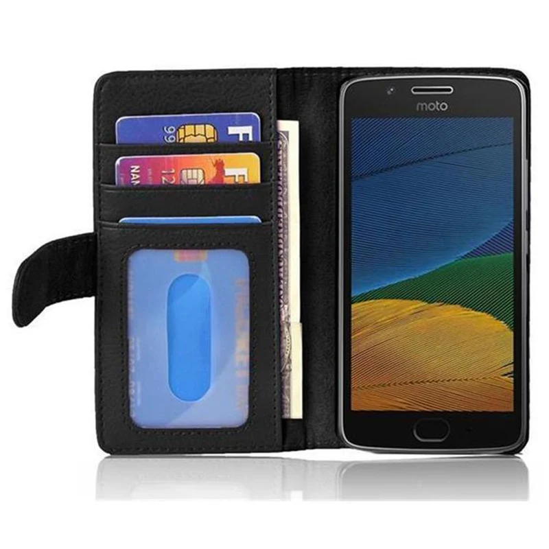 Cadorabo Hülle kompatibel mit Motorola MOTO G5 Schutzhülle mit Magnetverschluss und 3 Kartenfächern