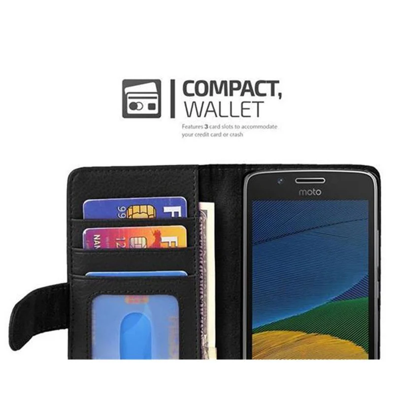 Cadorabo Hülle kompatibel mit Motorola MOTO G5 Schutzhülle mit Magnetverschluss und 3 Kartenfächern