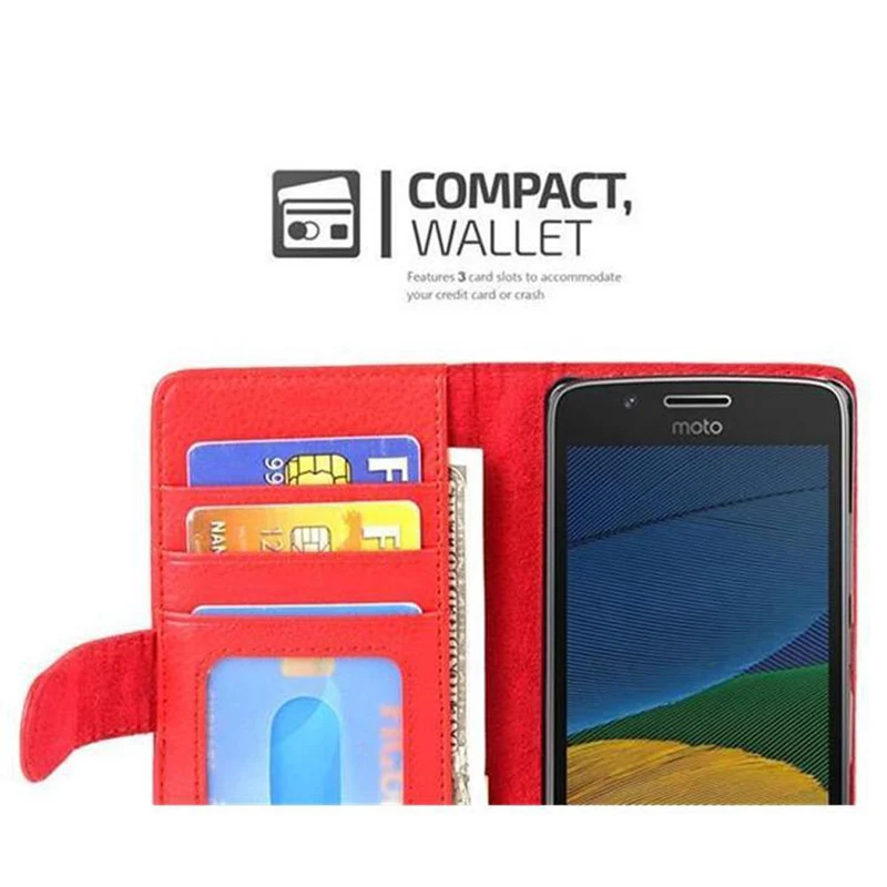 Cadorabo Hülle kompatibel mit Motorola MOTO G5 Schutzhülle mit Magnetverschluss und 3 Kartenfächern