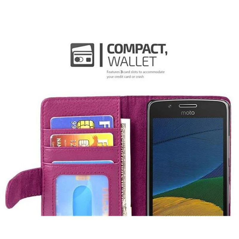 Cadorabo Hülle kompatibel mit Motorola MOTO G5 Schutzhülle mit Magnetverschluss und 3 Kartenfächern