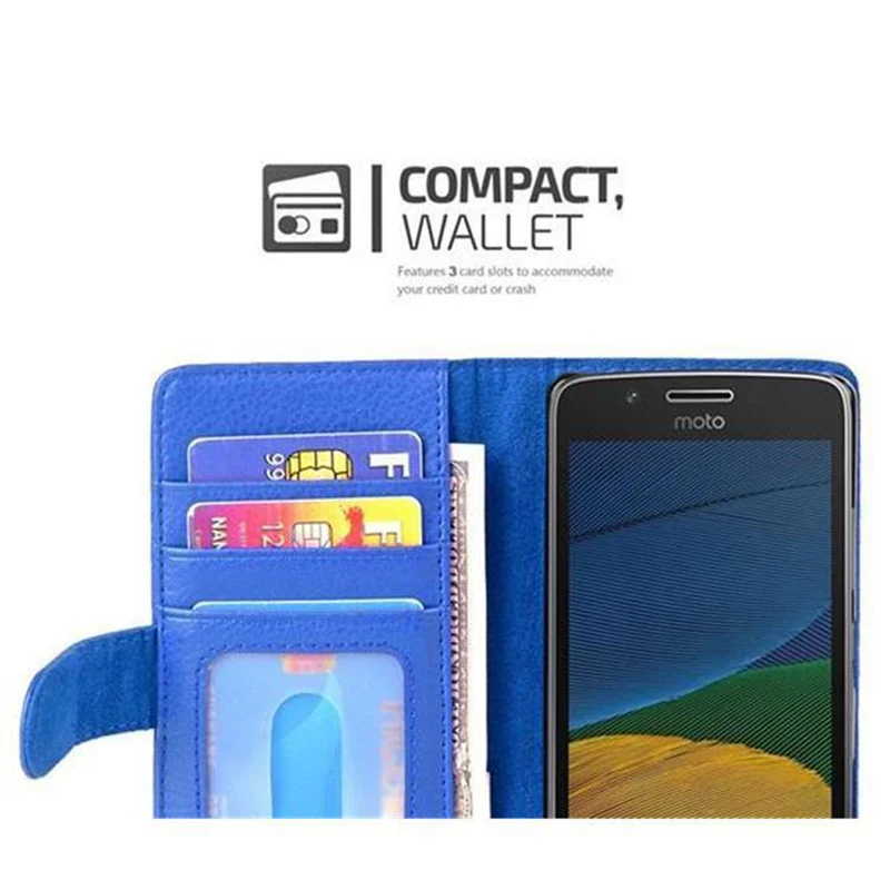 Cadorabo Hülle kompatibel mit Motorola MOTO G5 Schutzhülle mit Magnetverschluss und 3 Kartenfächern