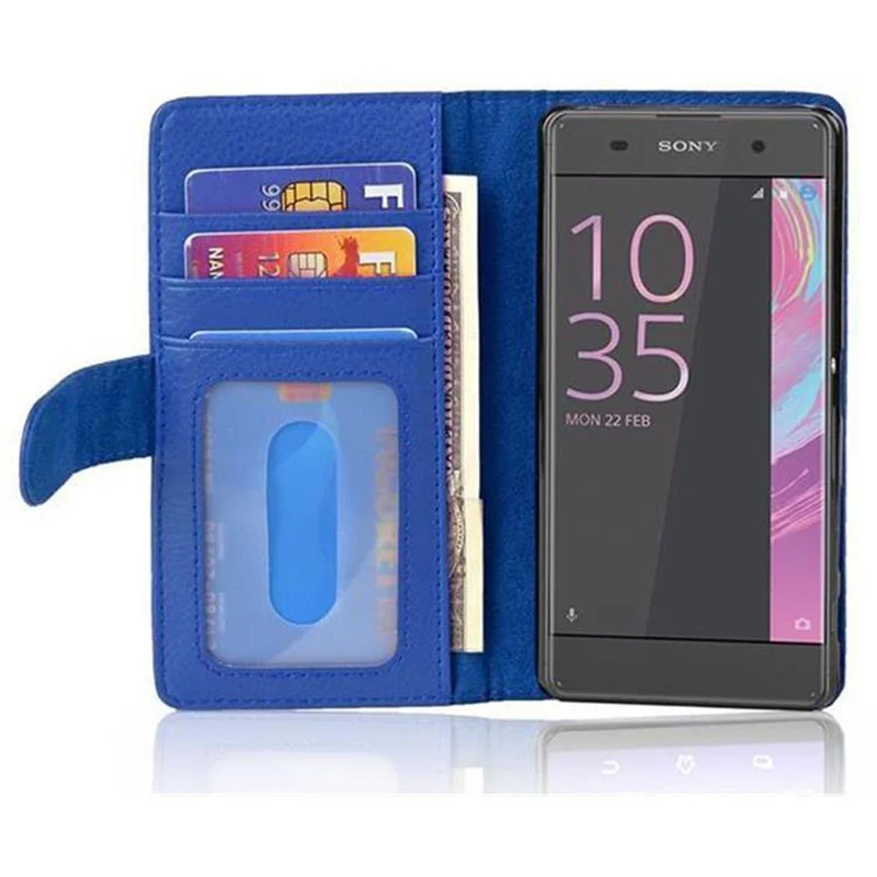 Cadorabo Hülle kompatibel mit Sony Xperia XA Schutzhülle mit Magnetverschluss und 3 Kartenfächern