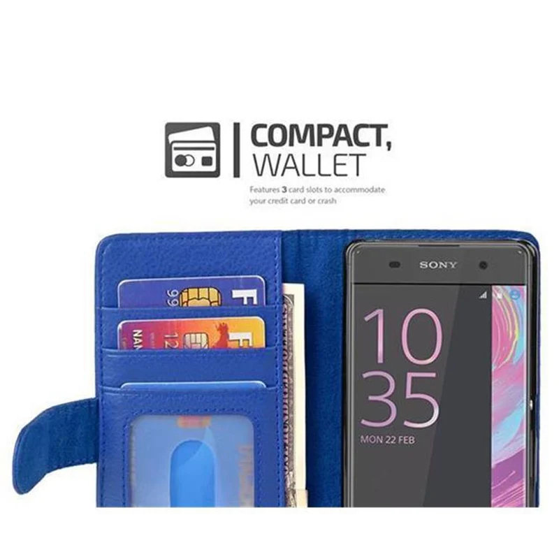 Cadorabo Hülle kompatibel mit Sony Xperia XA Schutzhülle mit Magnetverschluss und 3 Kartenfächern