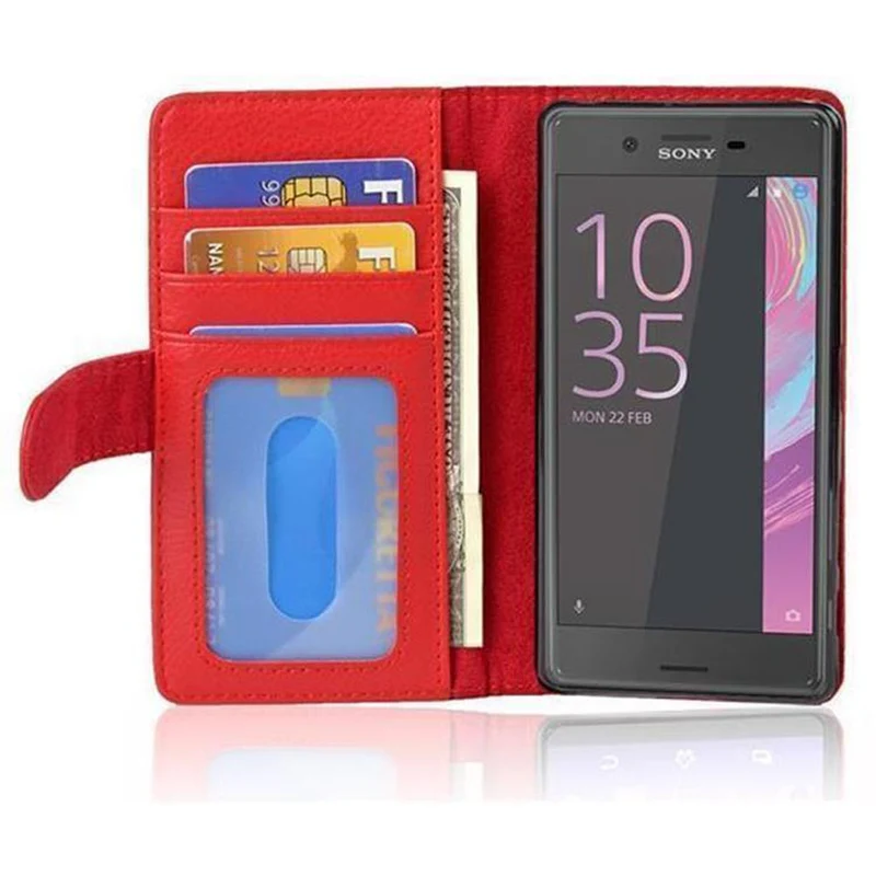 Cadorabo Hülle kompatibel mit Sony Xperia X PERFORMANCE Schutzhülle mit Magnetverschluss und 3 Kartenfächern