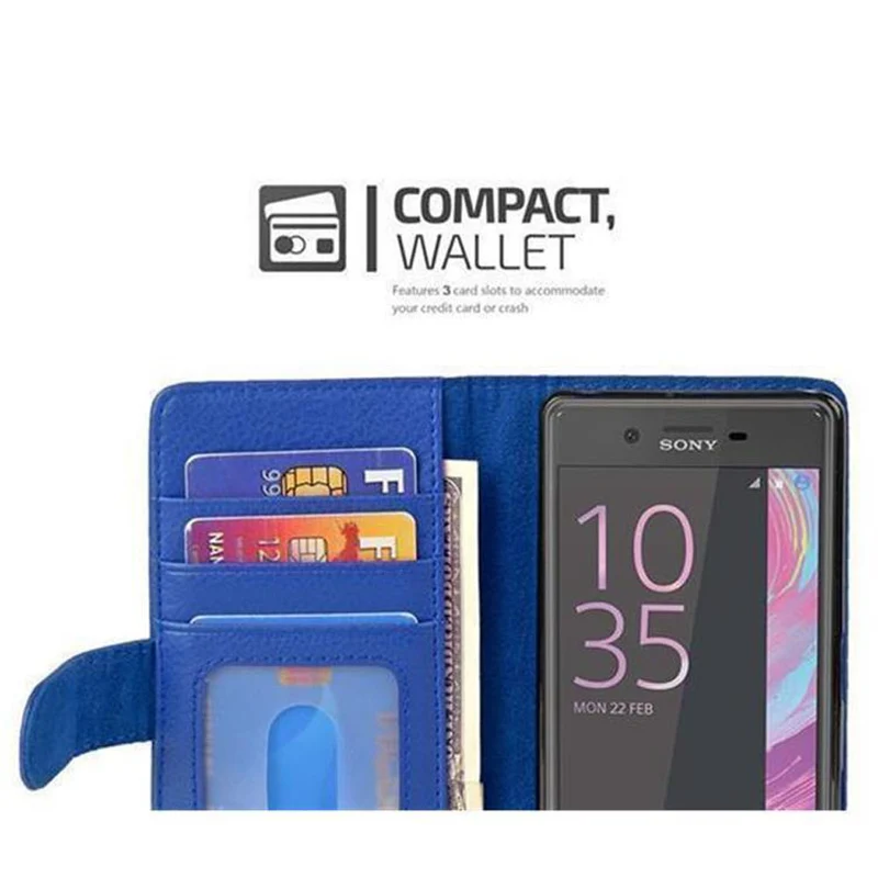 Cadorabo Hülle kompatibel mit Sony Xperia X PERFORMANCE Schutzhülle mit Magnetverschluss und 3 Kartenfächern