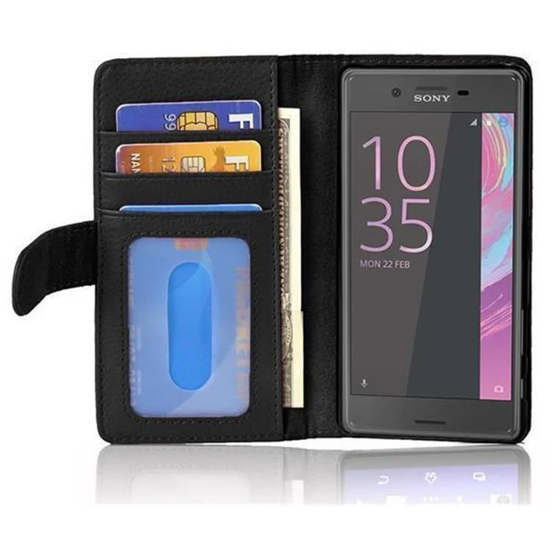 Cadorabo Hülle kompatibel mit Sony Xperia X Schutzhülle mit Magnetverschluss und 3 Kartenfächern