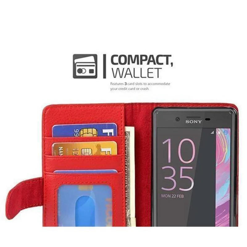 Cadorabo Hülle kompatibel mit Sony Xperia X Schutzhülle mit Magnetverschluss und 3 Kartenfächern