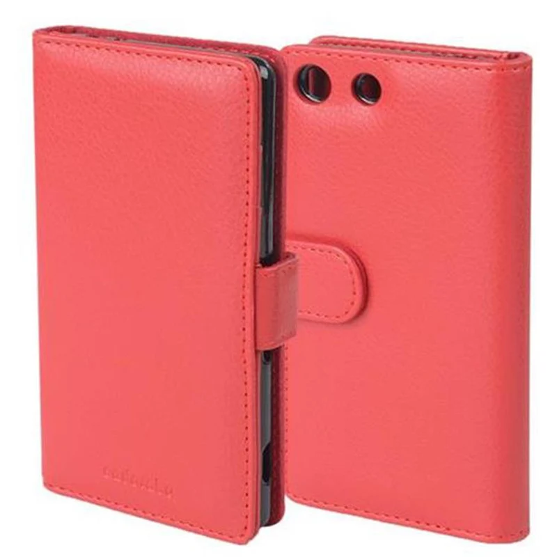 Cadorabo Hülle kompatibel mit Sony Xperia M5 Schutzhülle mit Magnetverschluss und 3 Kartenfächern