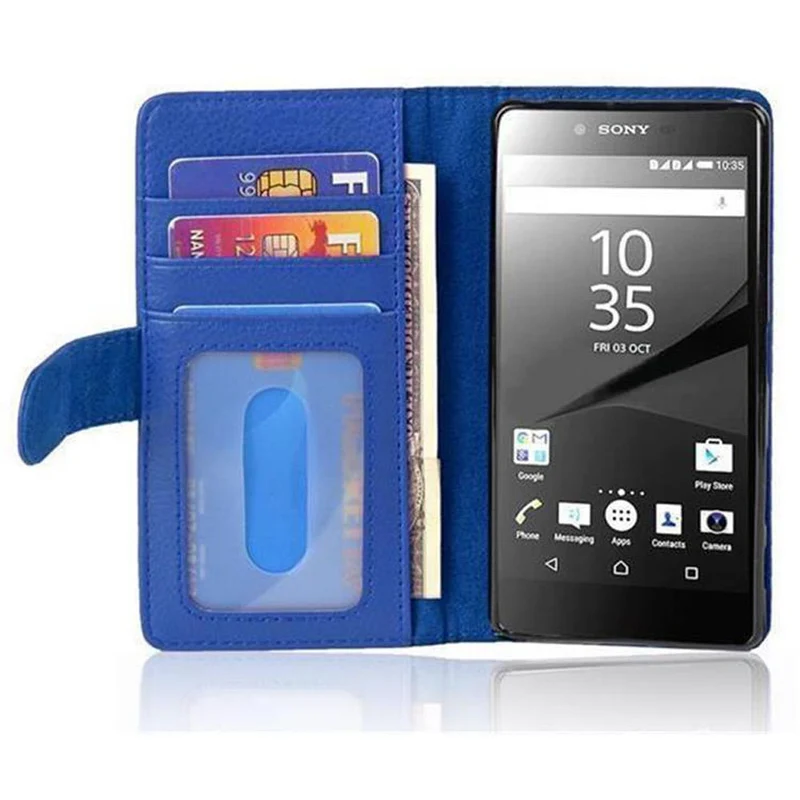 Cadorabo Hülle kompatibel mit Sony Xperia Z5 PREMIUM Schutzhülle mit Magnetverschluss und 3 Kartenfächern