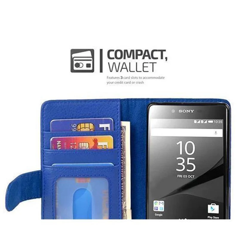 Cadorabo Hülle kompatibel mit Sony Xperia Z5 PREMIUM Schutzhülle mit Magnetverschluss und 3 Kartenfächern