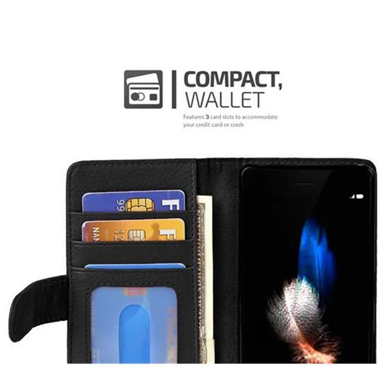 Cadorabo Hülle kompatibel mit Huawei P8 LITE 2017 / P9 LITE 2017 Schutzhülle mit Magnetverschluss und 3 Kartenfächern