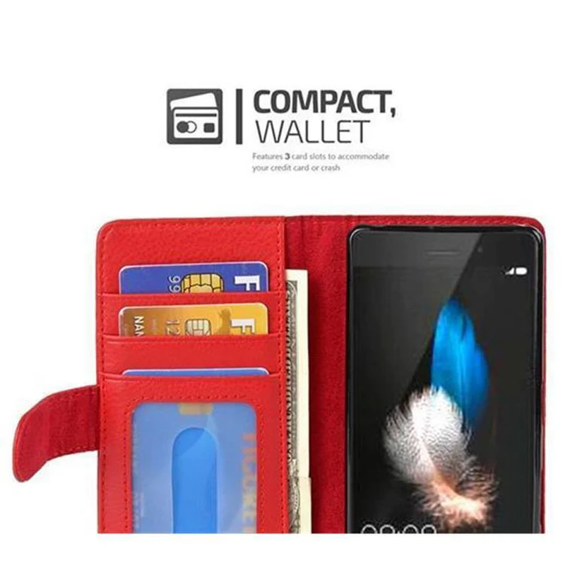 Cadorabo Hülle kompatibel mit Huawei P8 LITE 2017 / P9 LITE 2017 Schutzhülle mit Magnetverschluss und 3 Kartenfächern