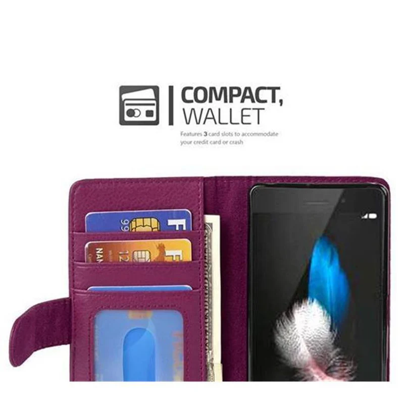 Cadorabo Hülle kompatibel mit Huawei P8 LITE 2017 / P9 LITE 2017 Schutzhülle mit Magnetverschluss und 3 Kartenfächern