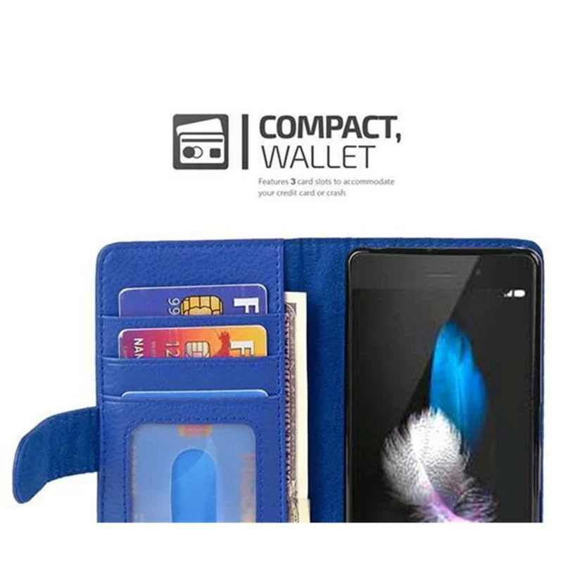 Cadorabo Hülle kompatibel mit Huawei P8 LITE 2017 / P9 LITE 2017 Schutzhülle mit Magnetverschluss und 3 Kartenfächern