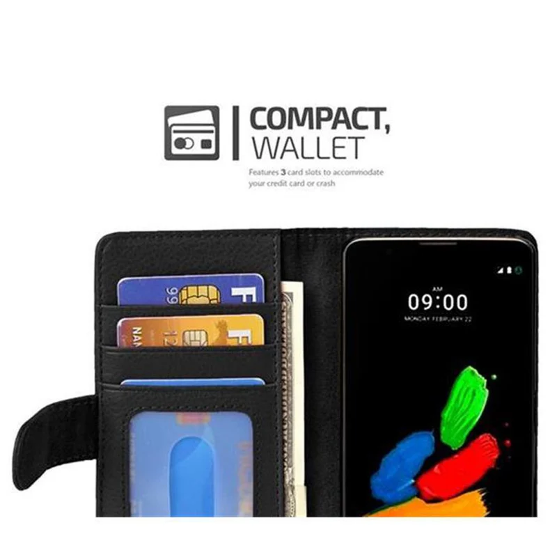 Cadorabo Hülle kompatibel mit LG K8 2016 Schutzhülle mit Magnetverschluss und 3 Kartenfächern